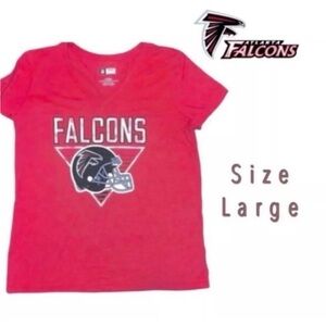 Atlanta Falcons Womens T Shirt Large Red NFL Team Apparel New With Tags
